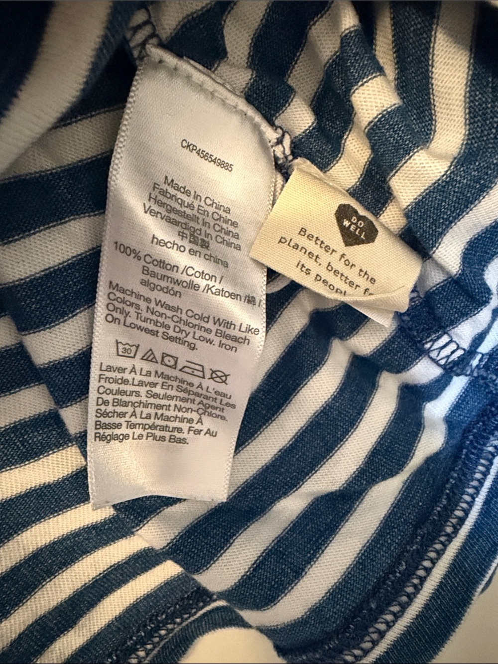 Madewell Blue & White Striped Long-Sleeve Tee 100% Cotton - Picture 3 of 3